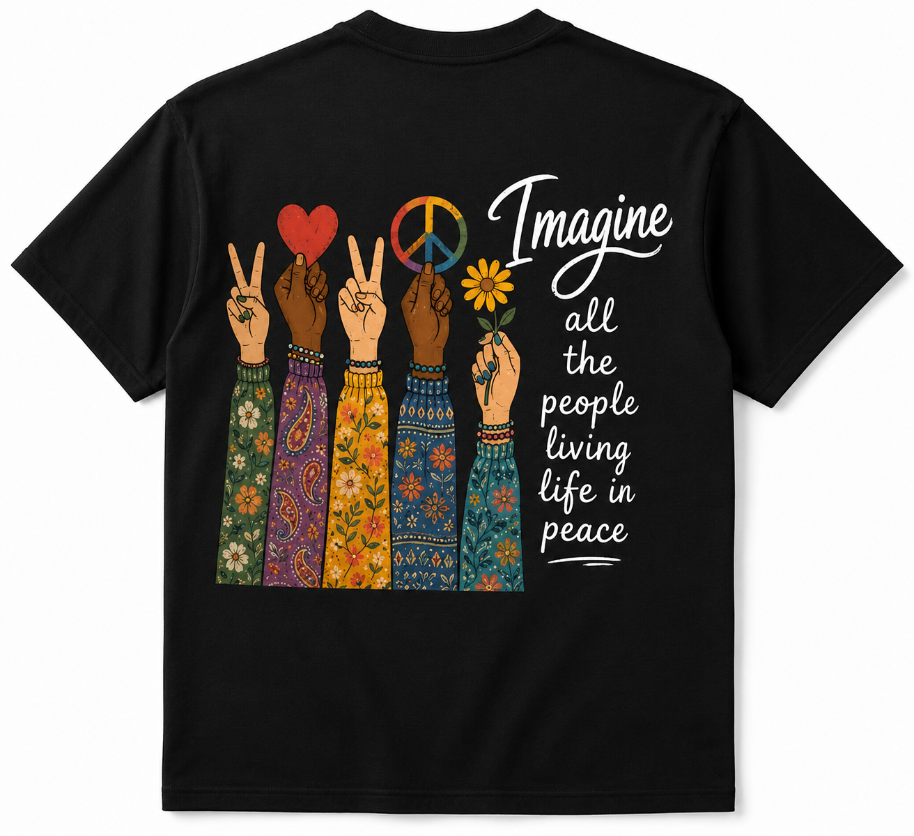 Imagine All the People Living Life In Peace Tee